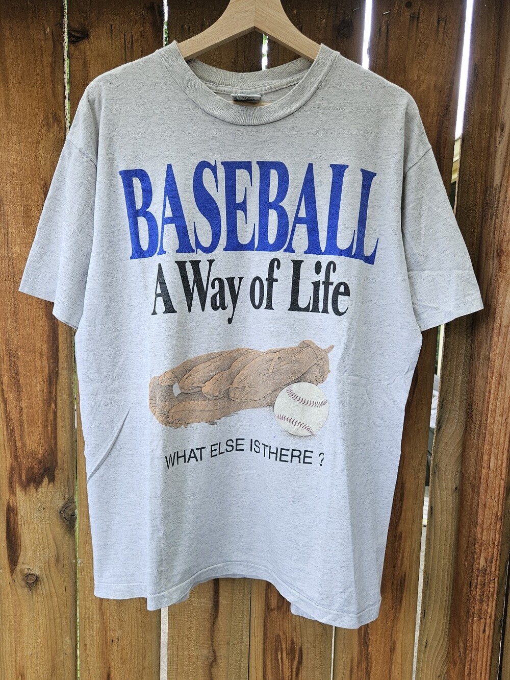 BASEBALL A Way of Life Graphic Tee - Light Gray with Blue & Brown Print